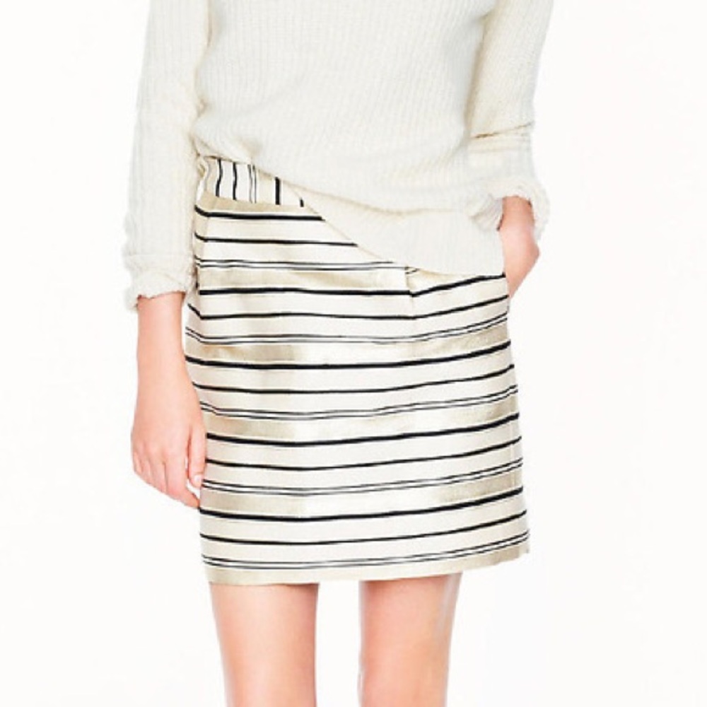 J Crew Black and Gold Striped Mini Skirt